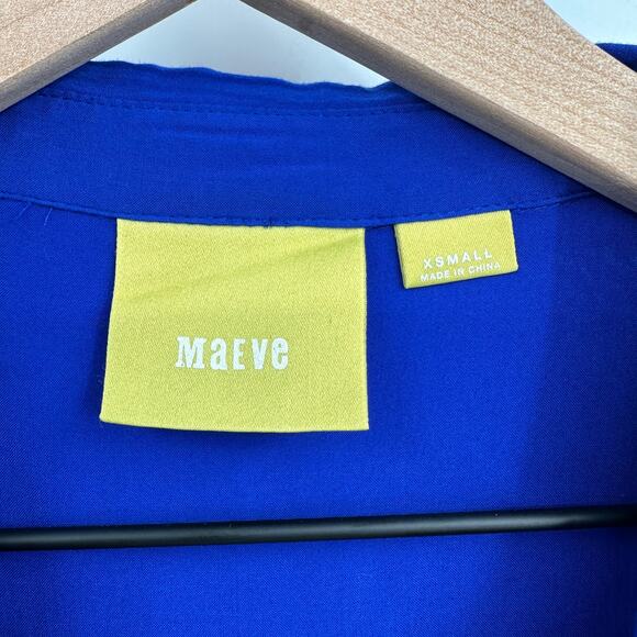 Anthropologie Maeve Islet Rayon‎ Button Down Shirt in Cobalt Blue Size XS - Picture 6 of 7